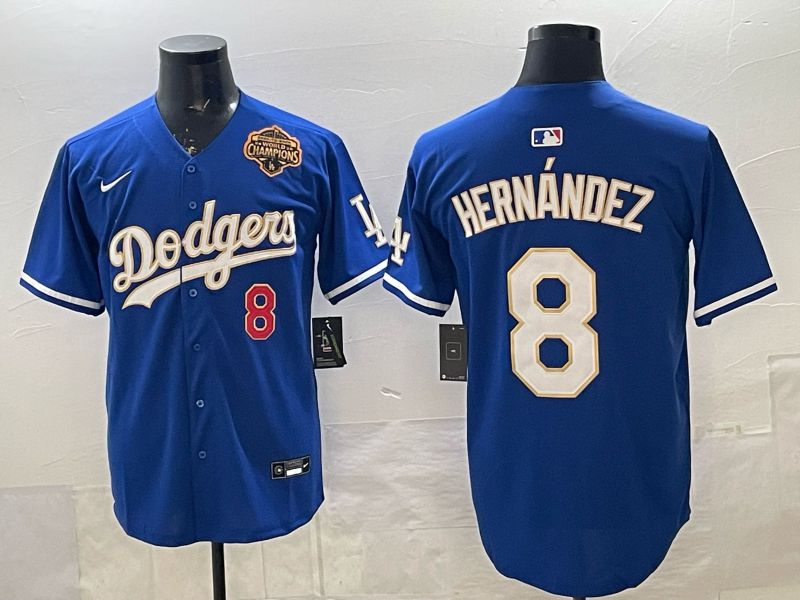 Men Los Angeles Dodgers #8 Hernandez Blue Gold 2026 Nike Game MLB Jersey 005->los angeles dodgers->MLB Jersey